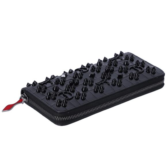 Christian Louboutin Long Wallet Black Leather Spike Stud Embellished - Picture 3 of 5